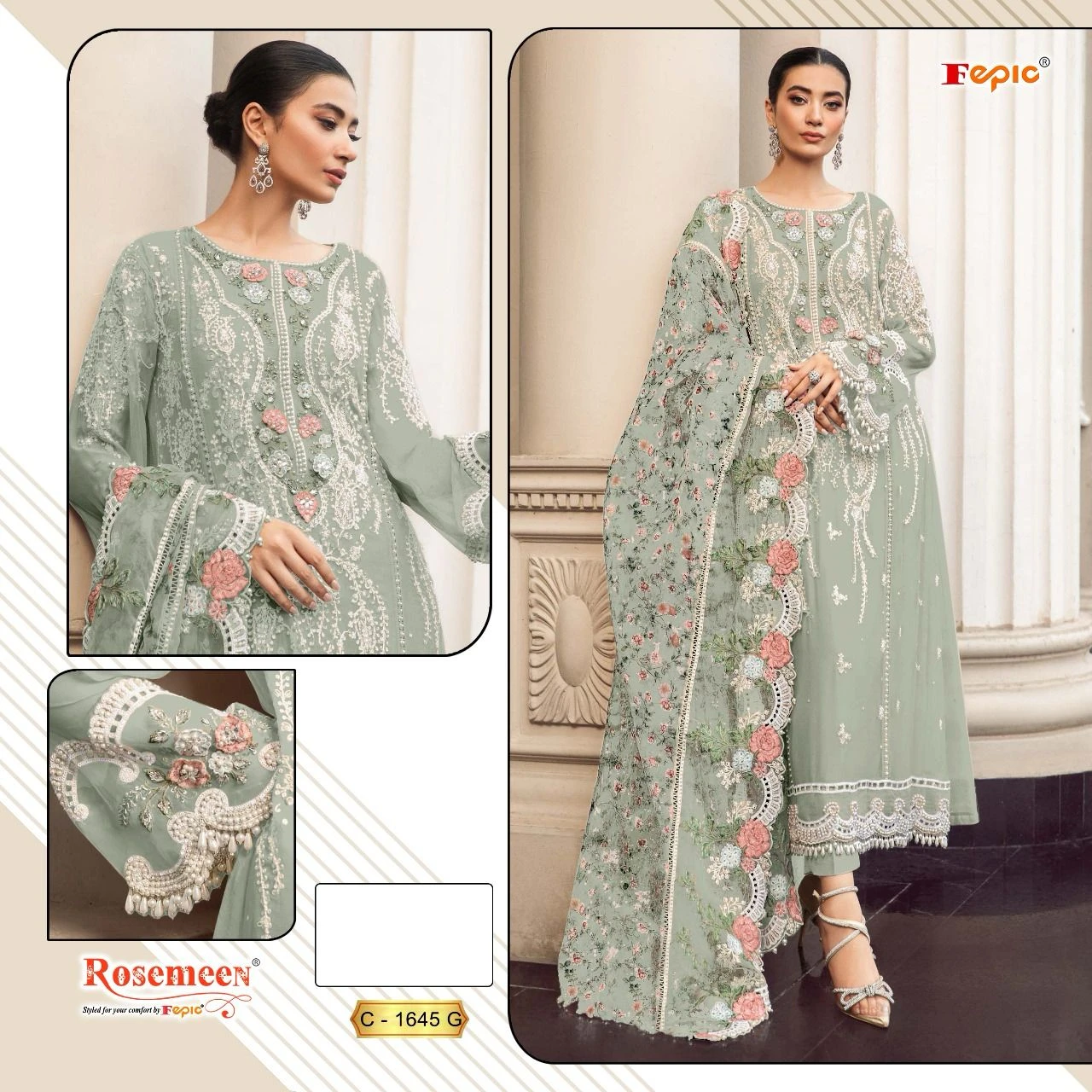 Fepic 1645 Georgette Wholesale Pakistani Salwar Suit Catalog — Wholesale Pakistani Suits, MPA wholesale from Surat - Gallery Image 7